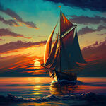 海上日落帆船