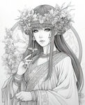 黑白铅笔画女子