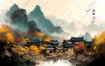 新中式水墨山水画