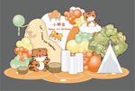 森系橙色老虎主题宝宝周岁宴设计
