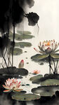 荷花水墨画