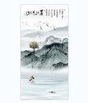 国画山水背景墙