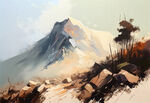 当代油画 山景