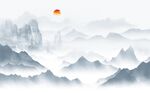 旭日东升山水背景墙