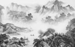 爆款 中式风景山水 tif分层