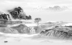 高雅 客厅灰山水画 tIF分层