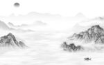 高档 高端灰色山水 Tif分层