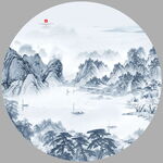 圆形山水画