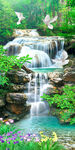 瀑布风景画流水生财玄关