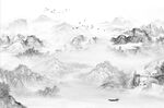 新中式简约山水背景墙