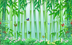 清新竹林艺术背景墙