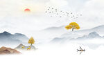 最新 中式背景山水 tif分层