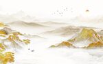 金色 背景画山水图 tIf分层