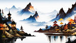 水墨唯美意境山水画