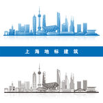 上海地标建筑上海城市线描