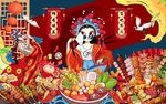 国潮火锅美食插画图片