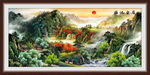 国画富水长流福地安居装饰画