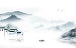 高清 中式背景山水 tif分层