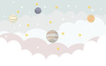 清新星空儿童房背景墙