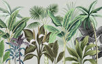 手绘北欧森林热带植物背景墙