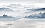 现代 山水背景墙画 TIf分层