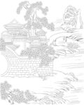 白描古建图