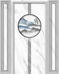 水墨山水画 大理石背景墙玄关画