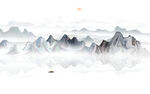 意境水墨山水画背景墙