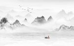 江山如画山水背景墙