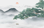 迎客松山水画