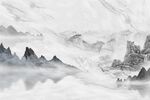 国画山水背景墙