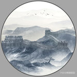 圆形长城山水画