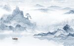 简约新中式山水背景墙