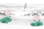 荷花山水