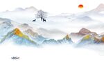 爆款 高档客厅山水 tif分层