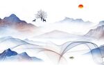 高清 高档客厅山水 tif分层