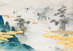 新中式意境山水背景装饰画图