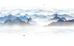水墨山水画背景墙