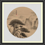 新中式圆形山水画
