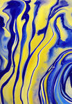 蓝金流体抽象画