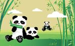 卡通熊猫壁画