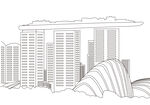 新加坡地标建筑线条矢量图