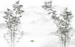 意境水墨竹子山水画