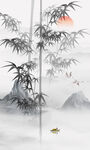 意境竹子山水壁画