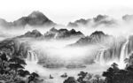 大气 清晰灰色山水 Tif分层