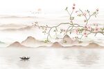 中式国画山水花鸟背景墙