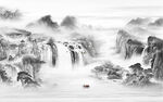 中式意境山水画背景墙画
