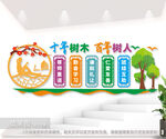 十年树木百年树人学校文化墙