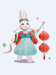 3D提灯笼的仙女小兔子