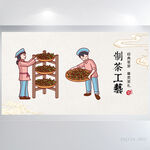 创意中国风制茶工艺背景展板海报
